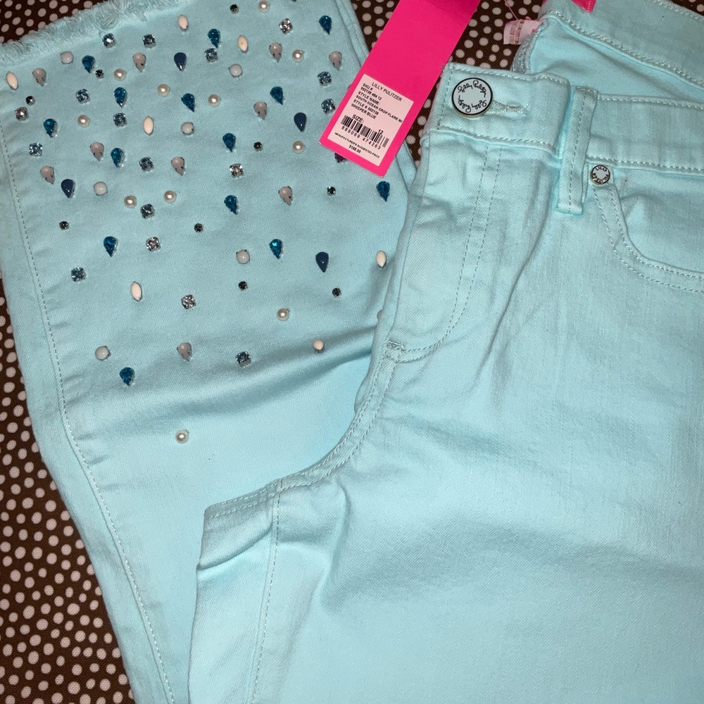 Lilly Pulitzer NWT 27 1/2" South Ocean Crop Flare Pants Whisper Blu Size 00 - Picture 11 of 16